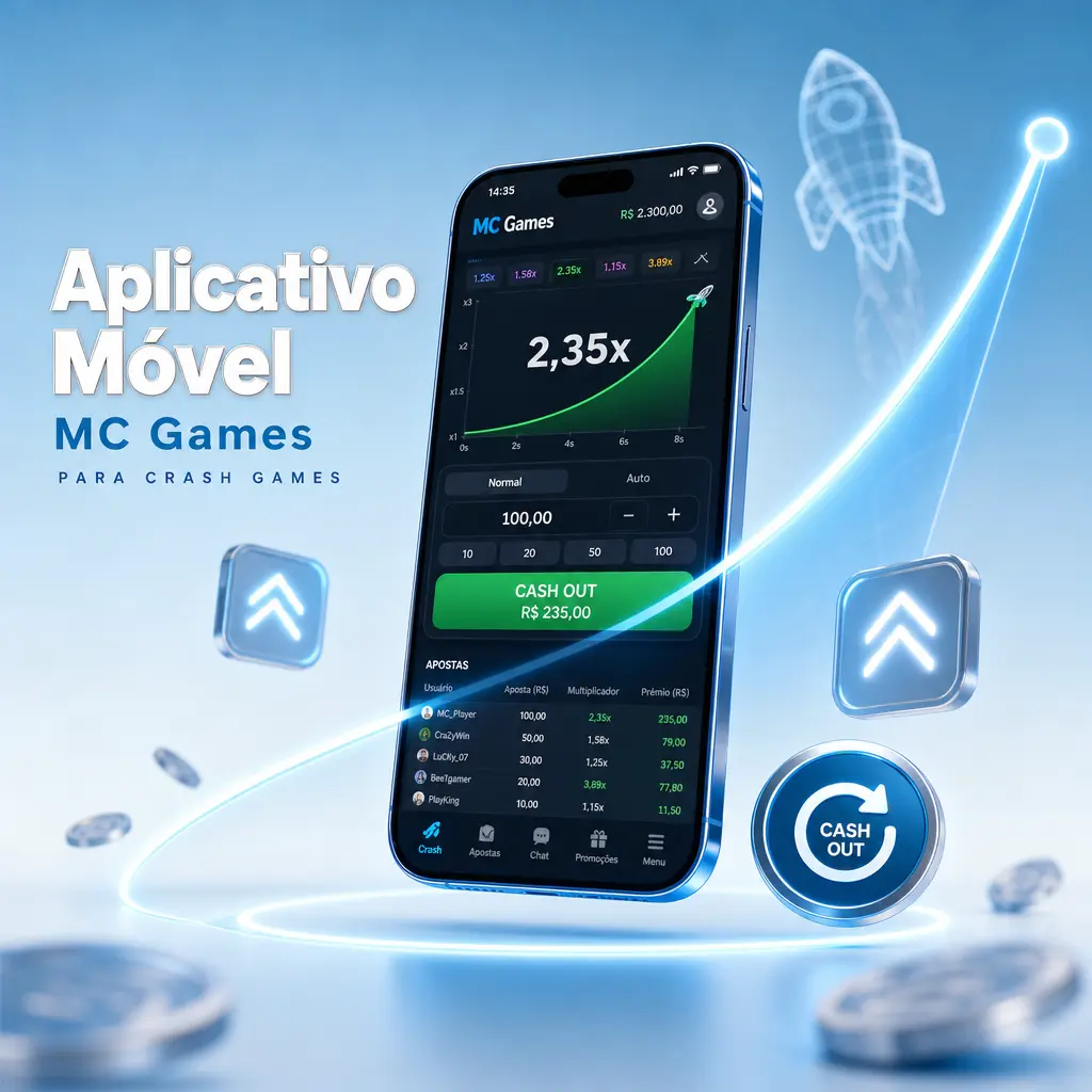 Aplicativo móvel MC Games para jogar Aviator, JetX e outros crash games direto no navegador do celular