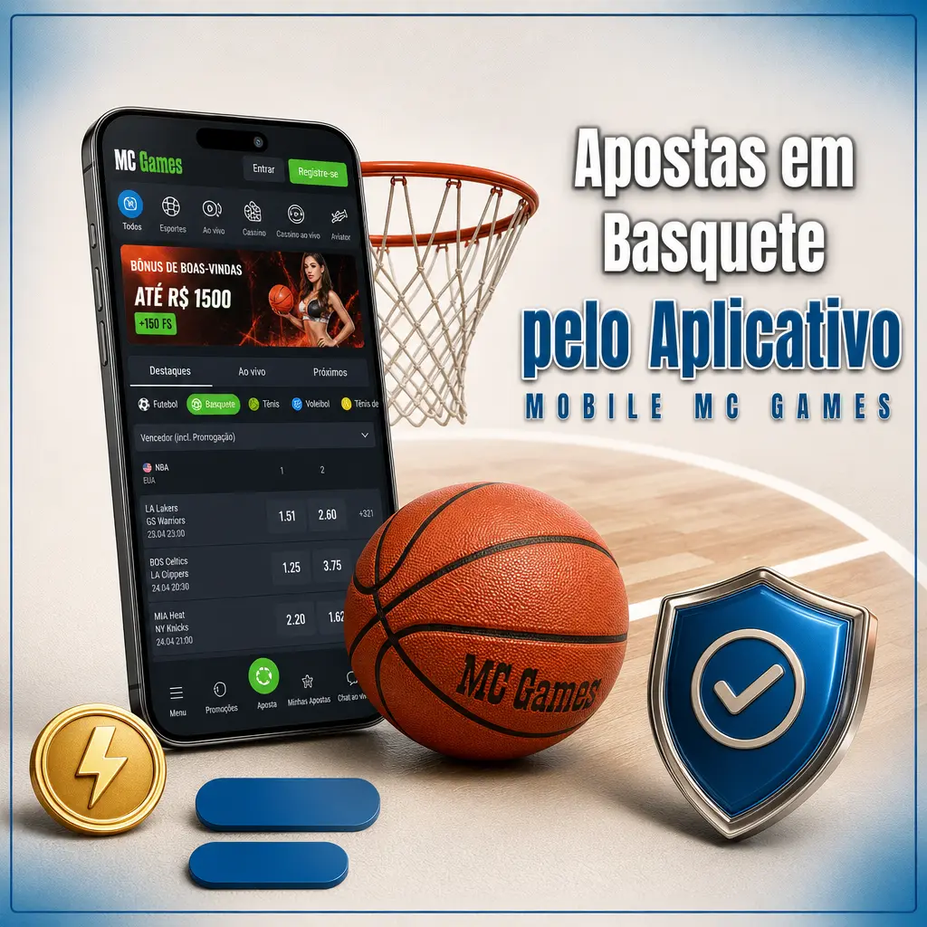 Apostas em basquete no app mobile MC Games com odds ao vivo da NBA, EuroLeague e NBB em tempo real