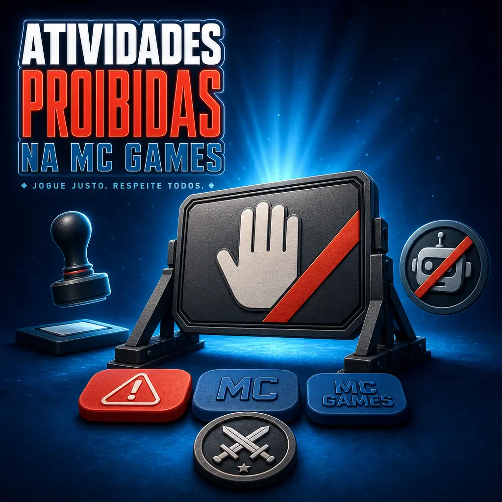 Ícone ilustrativo das atividades proibidas na MC Games, como uso de bots, fraude e manipulação de resultados
