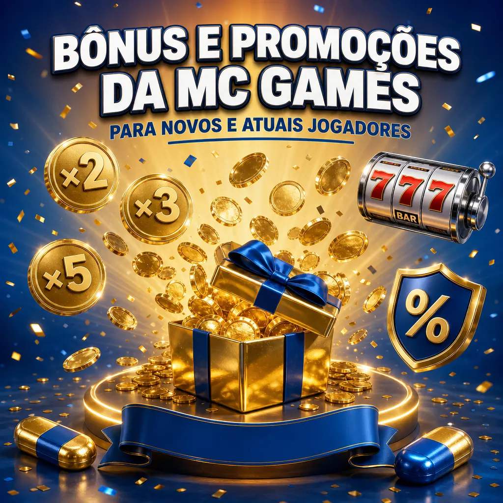 Bônus de boas-vindas, cashback, clube VIP e promoções sazonais da MC Games para jogadores novos e ativos.