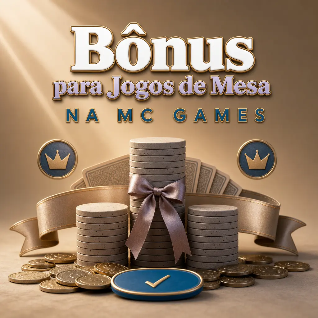 Bônus de boas-vindas MC Games até BRL 600 para jogos de mesa como bacará, blackjack, roleta e pôquer