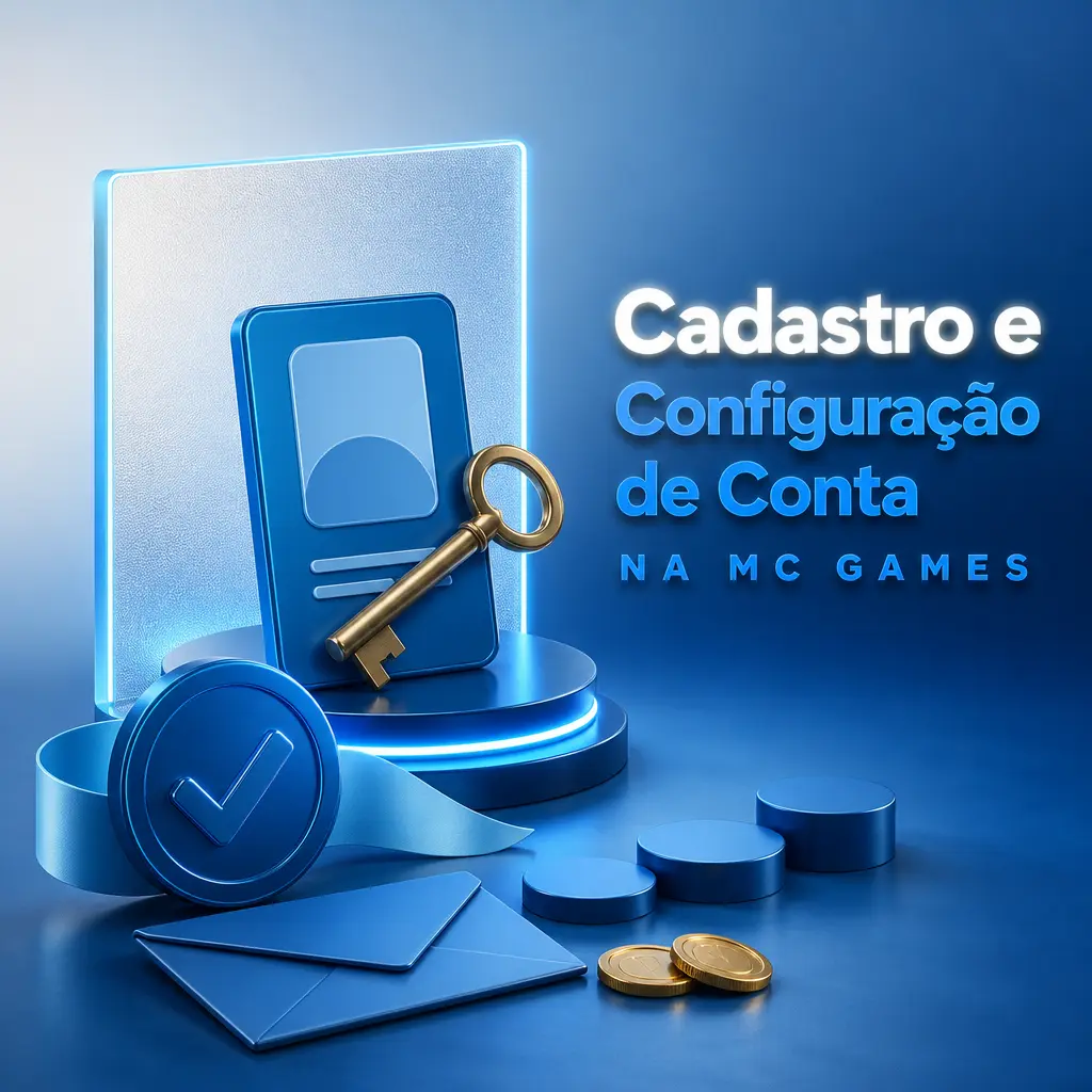 Cadastro e configuração de conta na MC Games: formulário de registro, verificação KYC e ajustes no painel do usuário.