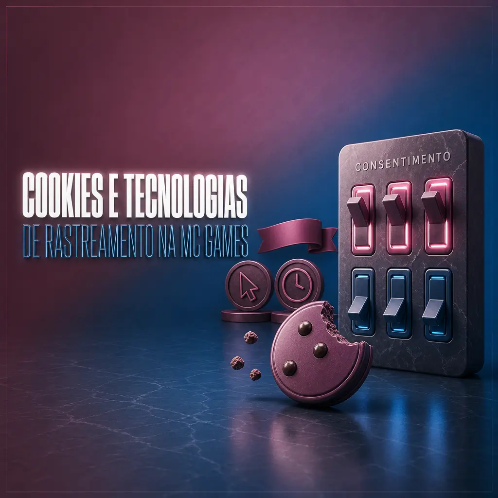 Ícone ilustrativo sobre cookies e tecnologias de rastreamento utilizados no site da MC Games