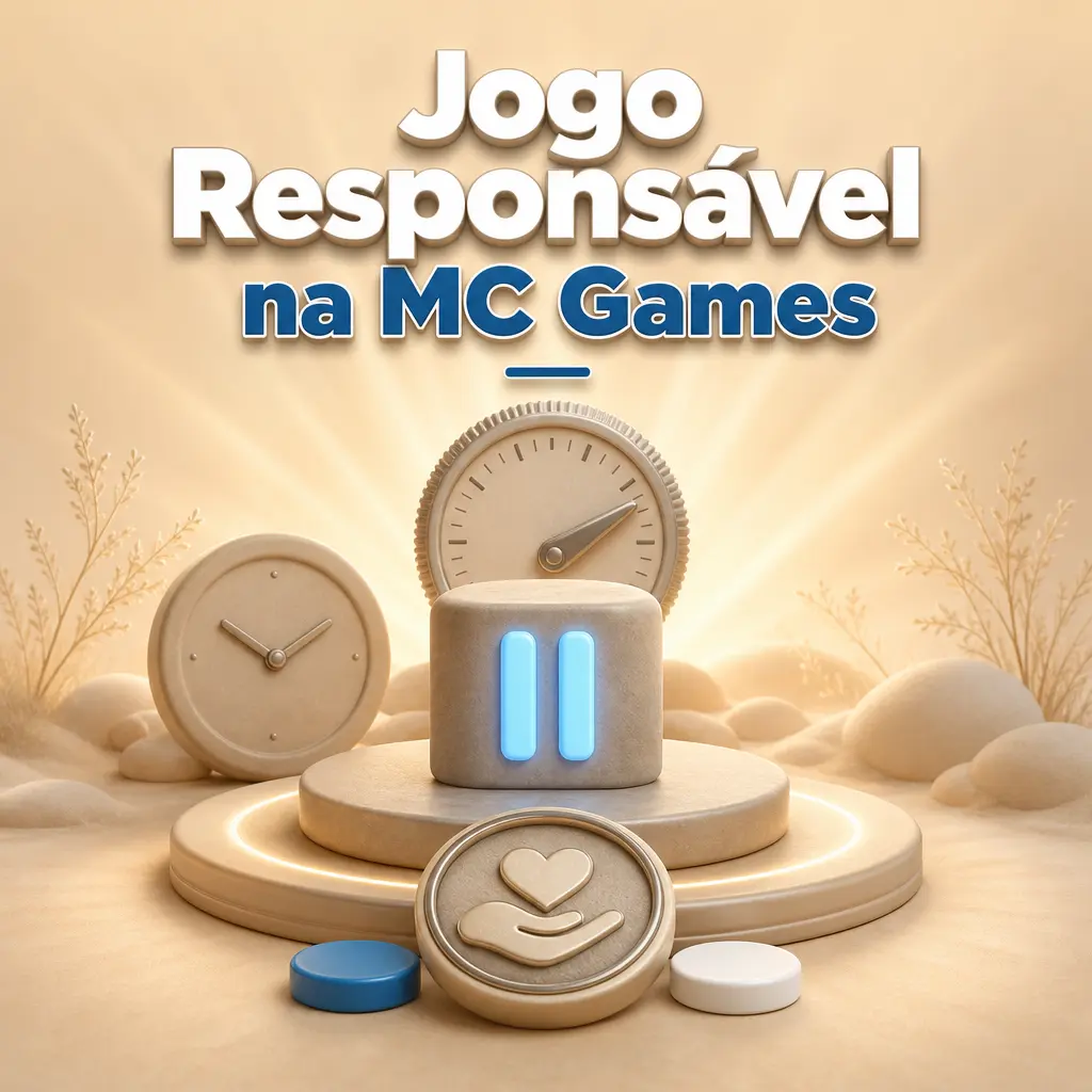 Ferramentas de jogo responsável da MC Games: limite de depósito, autoexclusão e pausa de conta, com apoio do CVV 188.
