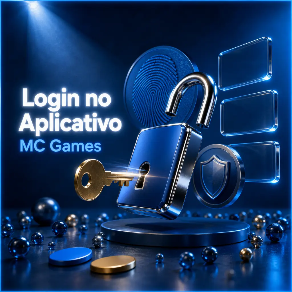 Tela de login do aplicativo MC Games mostrando campos para CPF e senha e opção de biometria