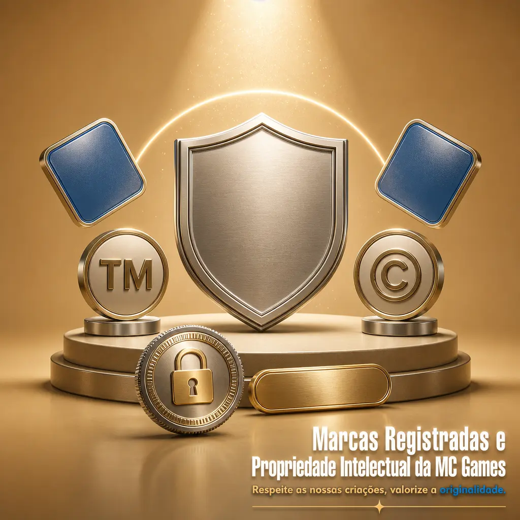 Logotipo e identidade visual da MC Games, marca registrada no INPI e protegida pela Lei de Propriedade Industrial.
