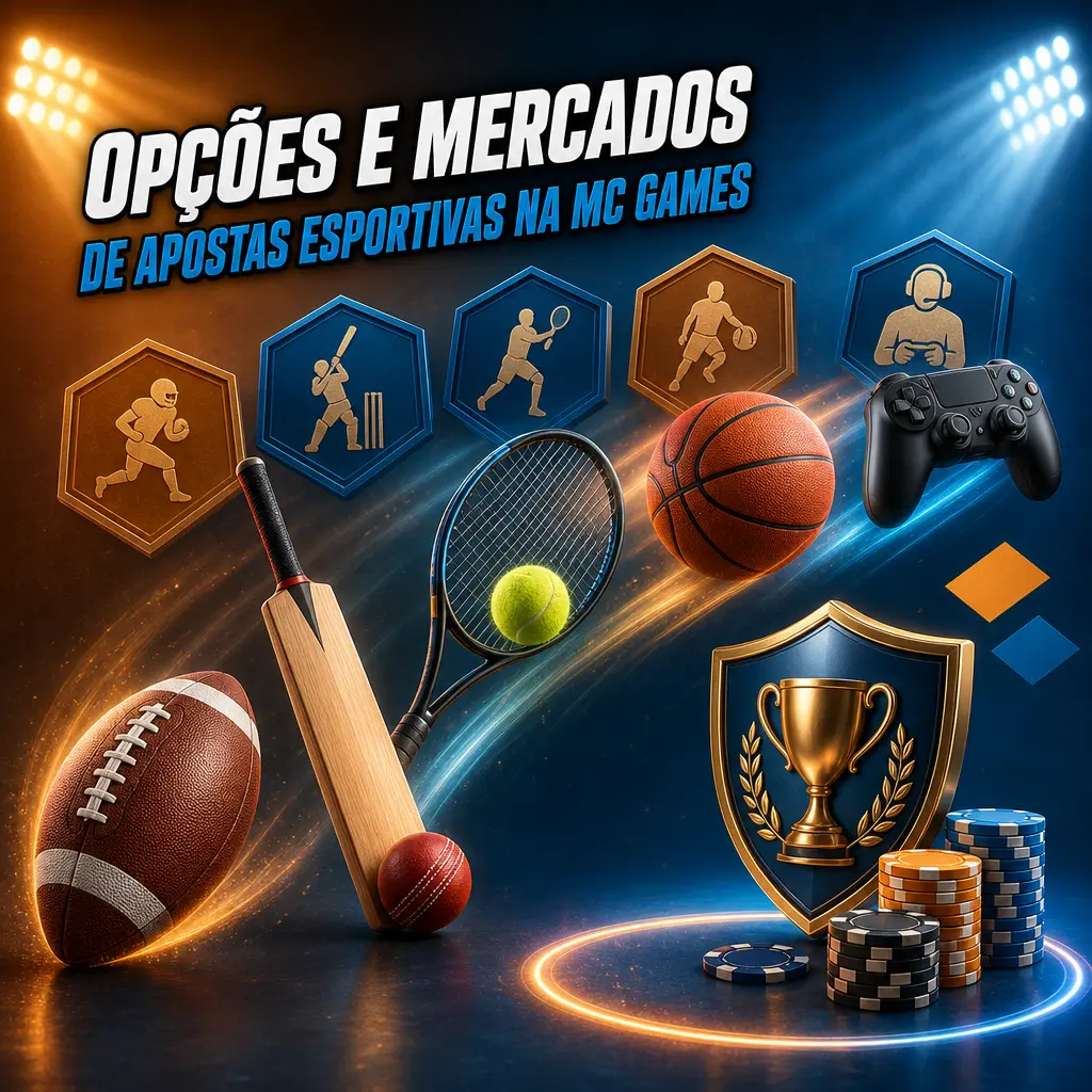 Mercados de apostas esportivas na MC Games para futebol, basquete, tênis, críquete e cyber sports com odds variadas.
