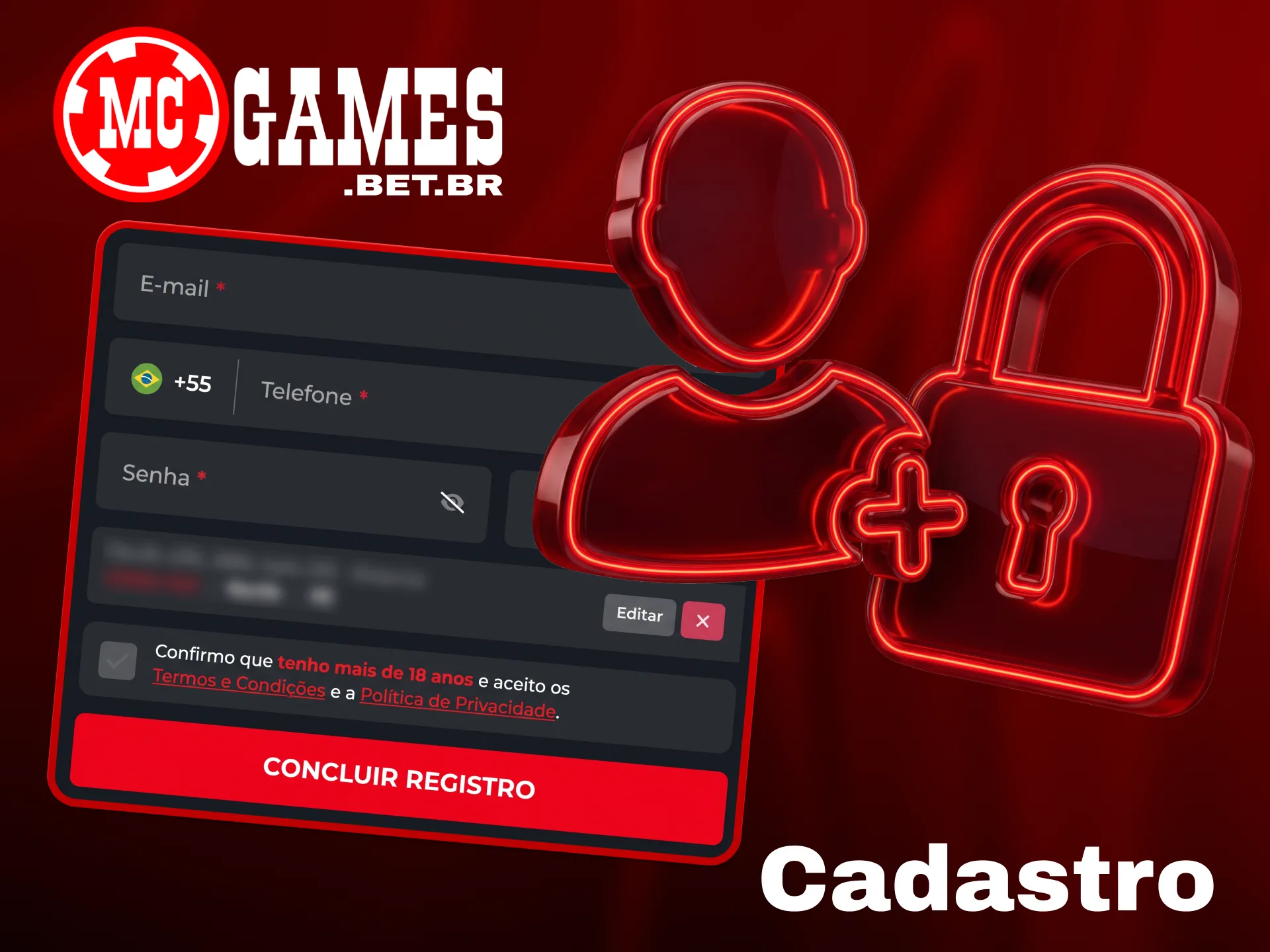 Siga os passos simples para criar sua conta na MC Games.
