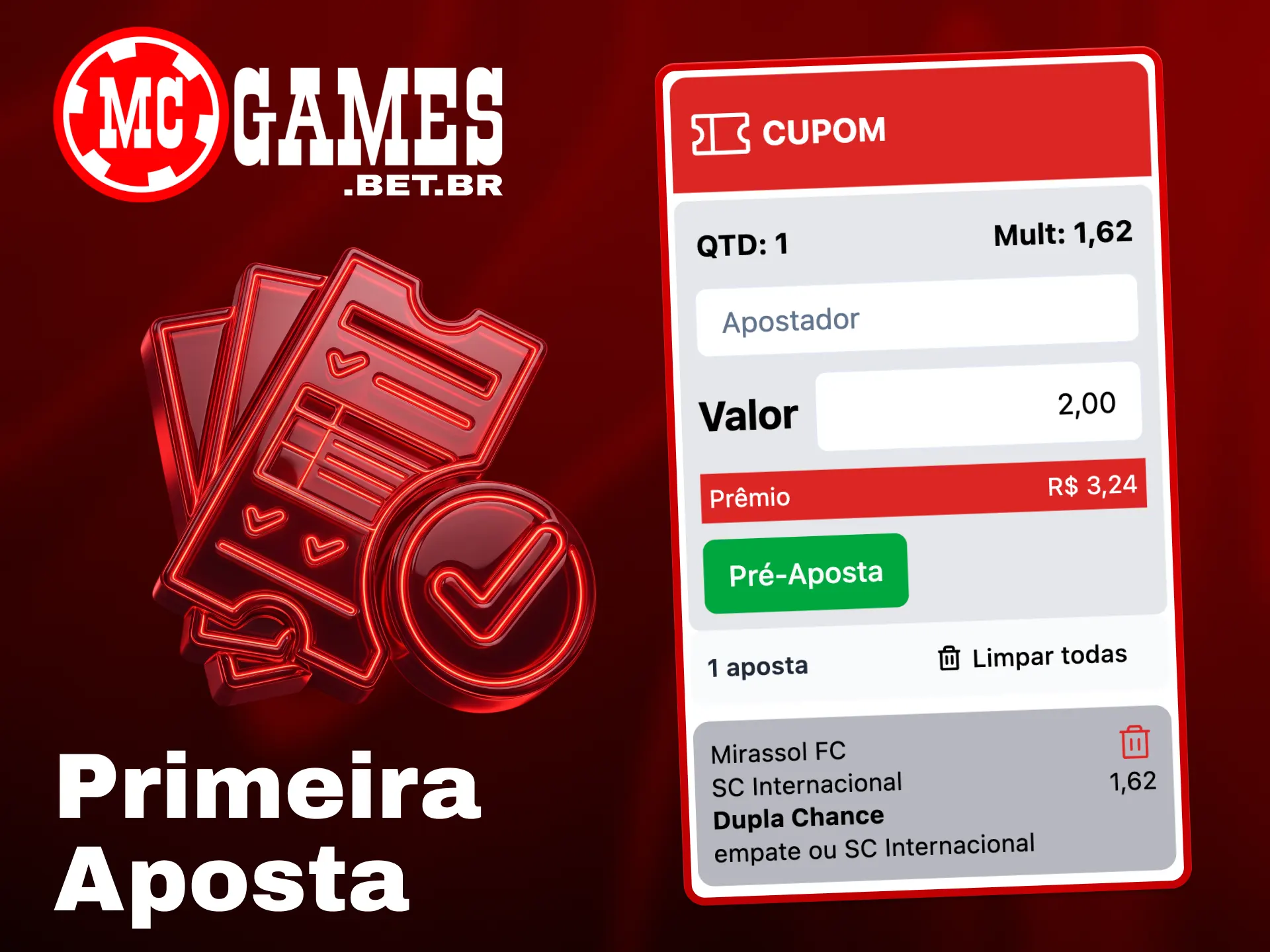 Faça sua primeira aposta na plataforma online MC Games.